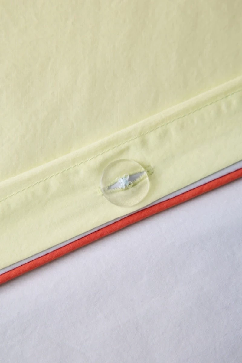 Jordan Reversible Piped Edge Cotton Percale Duvet Cover
