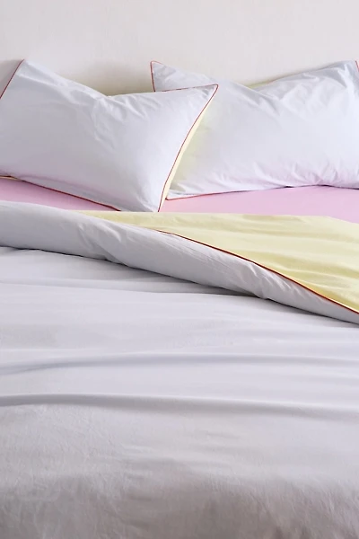 Jordan Reversible Piped Edge Cotton Percale Duvet Cover