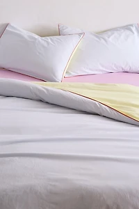 Jordan Reversible Piped Edge Cotton Percale Duvet Cover