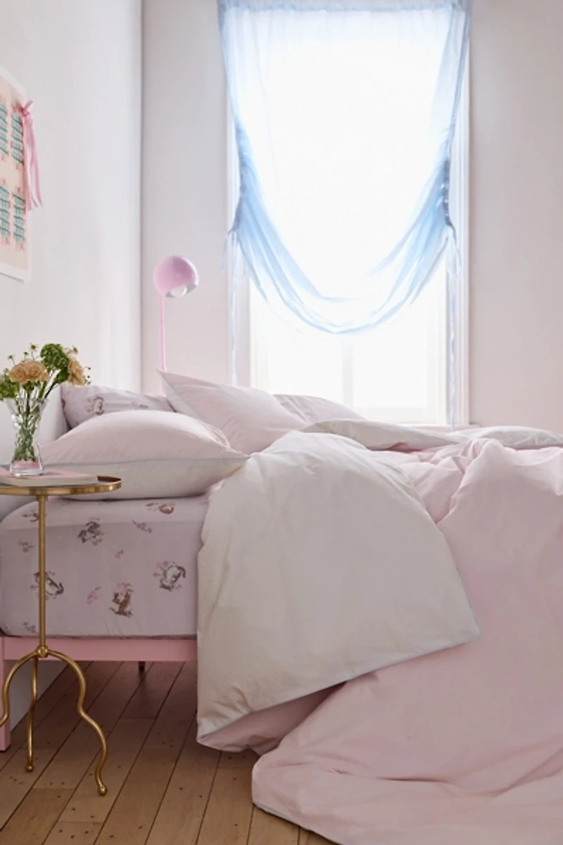 Jordan Reversible Piped Edge Cotton Percale Duvet Cover