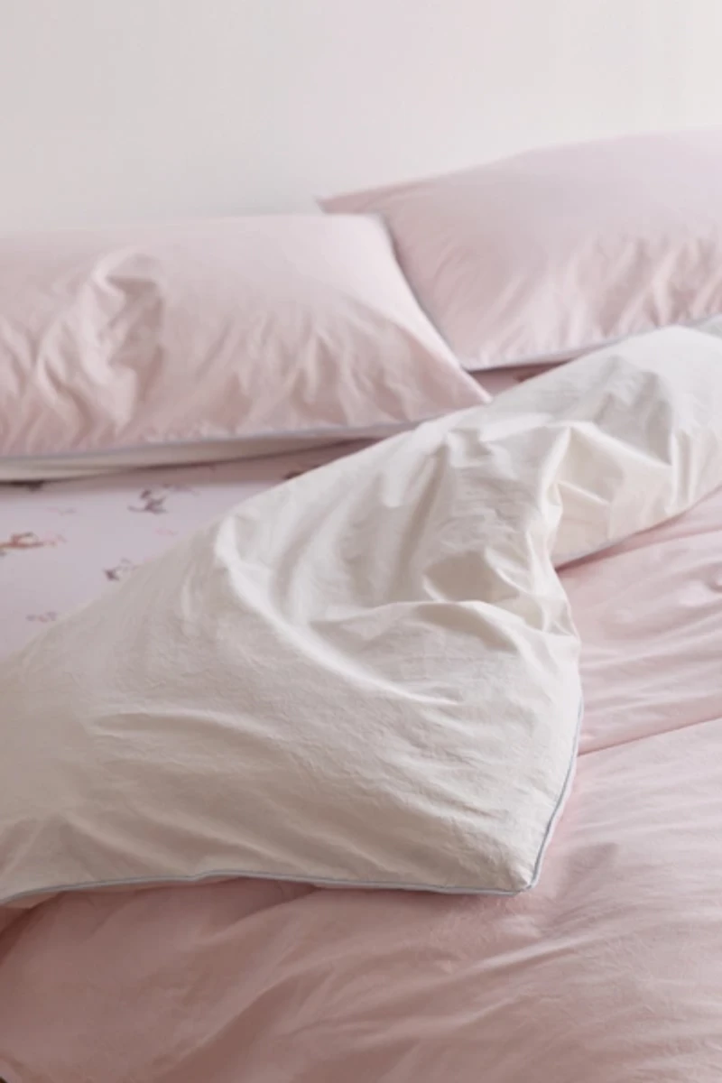 Jordan Reversible Piped Edge Cotton Percale Duvet Cover
