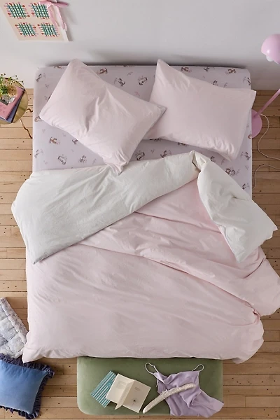 Jordan Reversible Piped Edge Cotton Percale Duvet Cover
