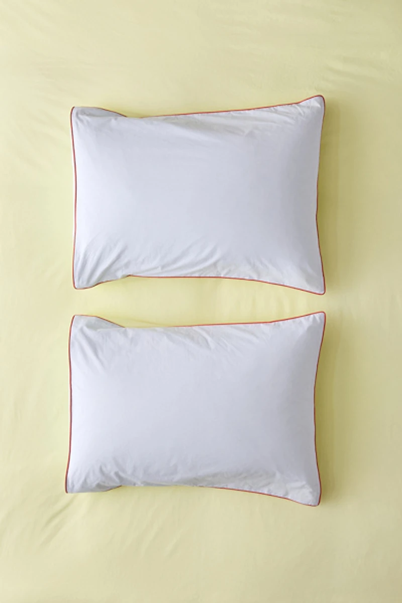 Jordan Reversible Piped Edge Cotton Percale Sham Set