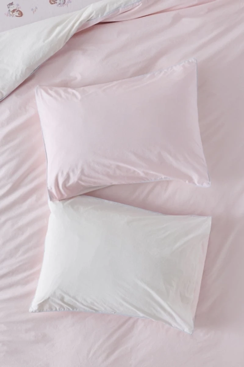 Jordan Reversible Piped Edge Cotton Percale Sham Set
