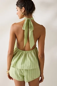 NIA Reina Knotted High-Neck Halter Top