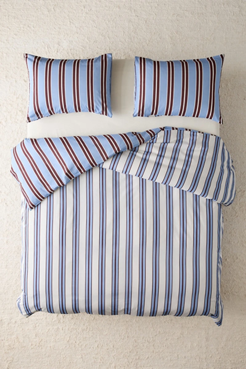 Rowen Striped Patterned Reversible Cotton Duvet Cover