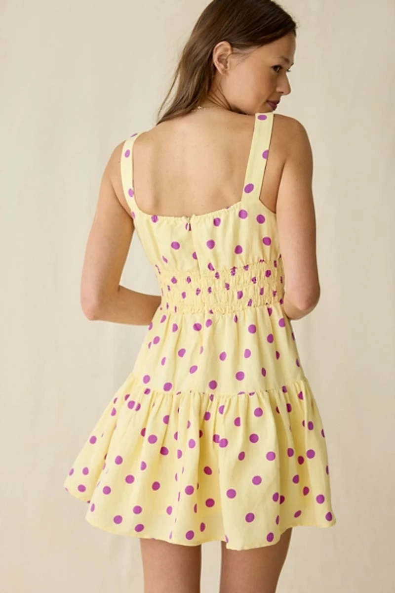 Maude Club Skye Polka Dot Fit-And-Flare Mini Dress