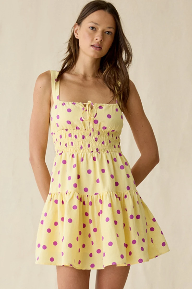 Maude Club Skye Polka Dot Fit-And-Flare Mini Dress