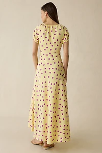 Maude Club Natsha Puff Sleeve Polka Dot Maxi Dress