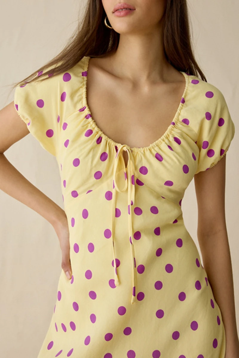 Maude Club Natsha Puff Sleeve Polka Dot Maxi Dress