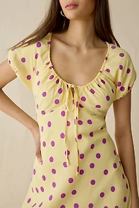 Maude Club Natsha Puff Sleeve Polka Dot Maxi Dress