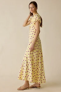 Maude Club Natsha Puff Sleeve Polka Dot Maxi Dress