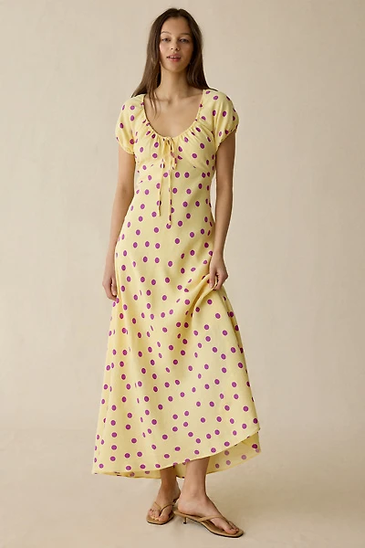 Maude Club Natsha Puff Sleeve Polka Dot Maxi Dress