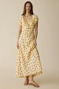 Maude Club Natsha Puff Sleeve Polka Dot Maxi Dress