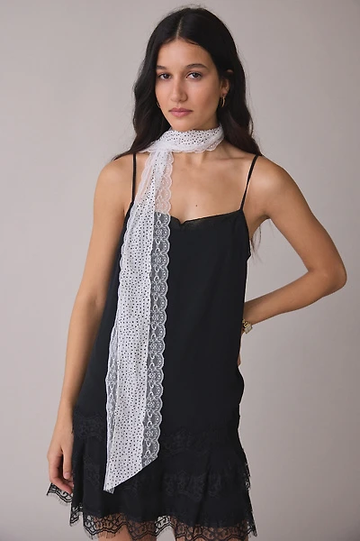 Lace Trim Skinny Wrap Scarf