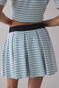 Maude Club Hyatt Micro-Check Pleated Mini Skirt