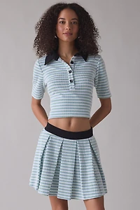 Maude Club Hyatt Micro-Check Pleated Mini Skirt