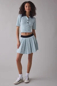 Maude Club Hyatt Micro-Check Pleated Mini Skirt