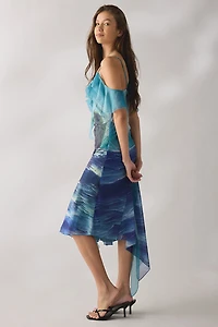 Tyler McGillivary Isla Wreckage Asymmetric Ruffle Midi Dress