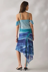 Tyler McGillivary Isla Wreckage Asymmetric Ruffle Midi Dress