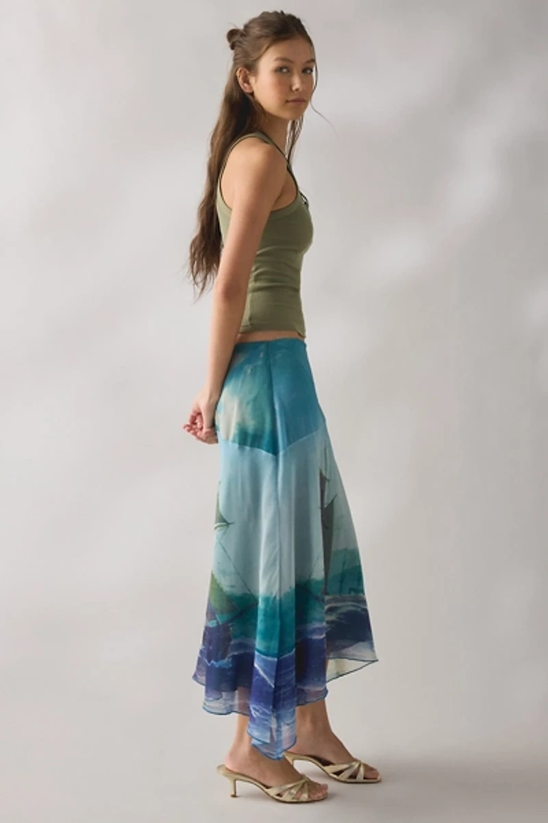 Tyler McGillivary Delphie Wrecked Hanky Hem Asymmetric Midi Skirt