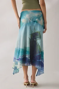 Tyler McGillivary Delphie Wrecked Hanky Hem Asymmetric Midi Skirt