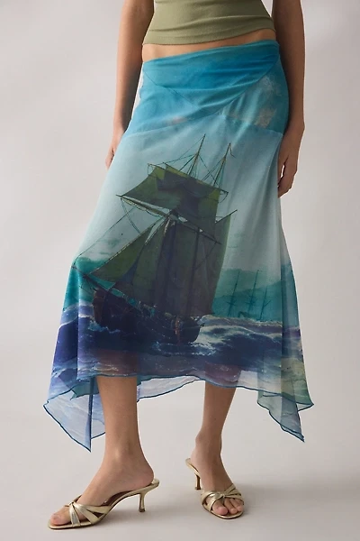 Tyler McGillivary Delphie Wrecked Hanky Hem Asymmetric Midi Skirt