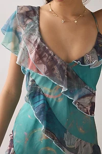 Tyler McGillivary Cordelia Bubble Siren Asymmetric Ruffle Maxi Dress