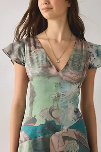 Tyler McGillivary Ursula Flutter Sleeve Midi Dress