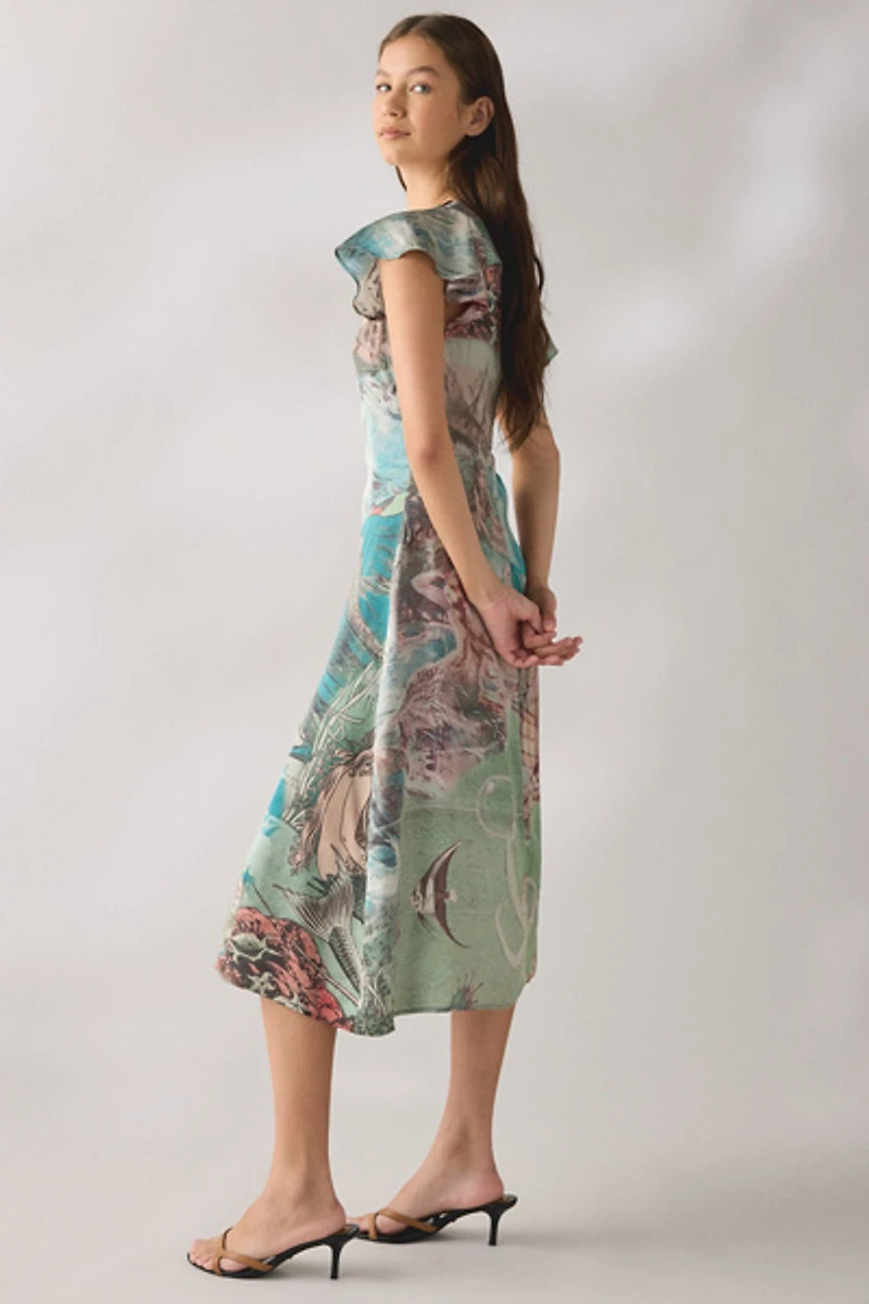 Tyler McGillivary Ursula Flutter Sleeve Midi Dress