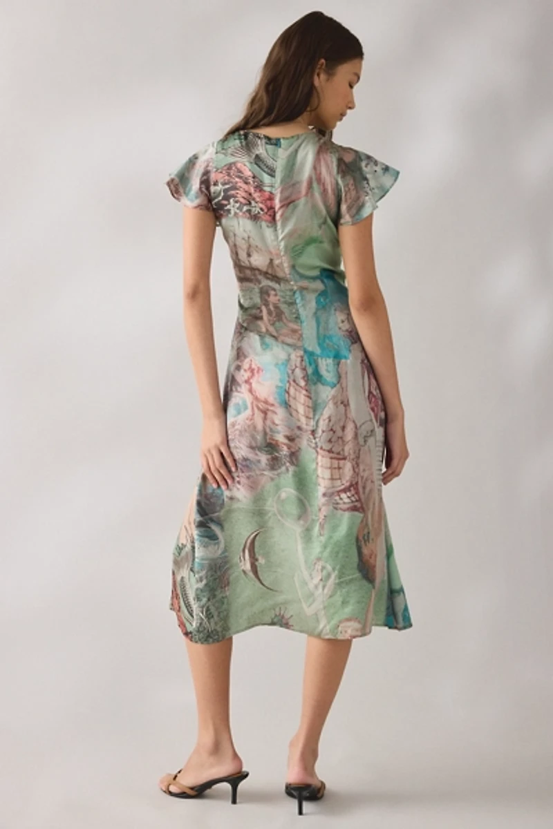 Tyler McGillivary Ursula Flutter Sleeve Midi Dress