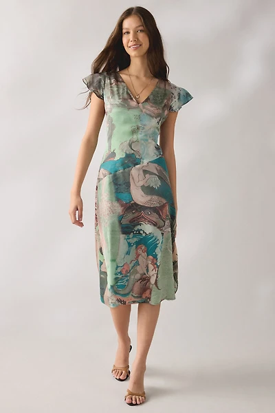 Tyler McGillivary Ursula Flutter Sleeve Midi Dress