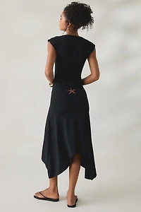 Tyler McGillivary Jia Asymmetric Hanky Hem Midi Dress