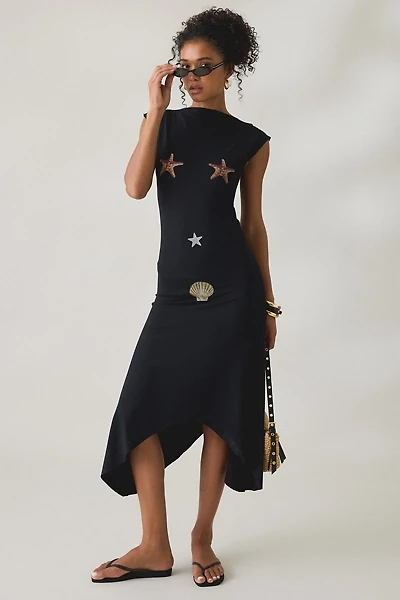 Tyler McGillivary Jia Asymmetric Hanky Hem Midi Dress
