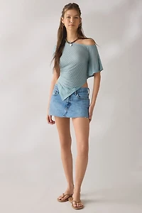 UO Bia Sheer Stripe Asymmetric Off-The-Shoulder Poncho