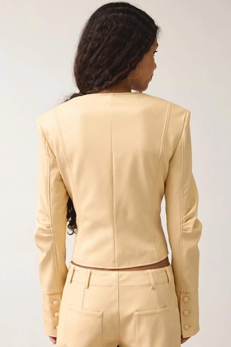 SAEMDI Gia Honey Faux Leather Lace-Up Jacket