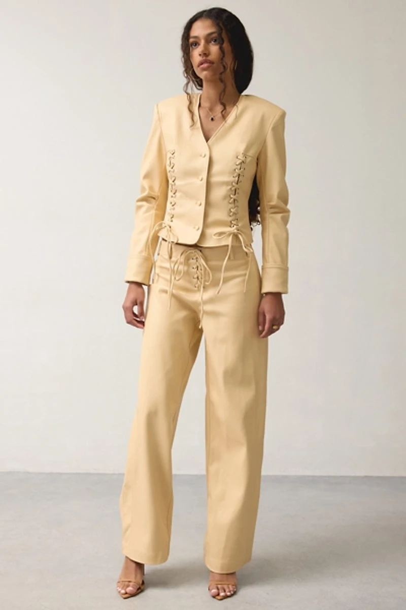 SAEMDI Gia Honey Faux Leather Pant