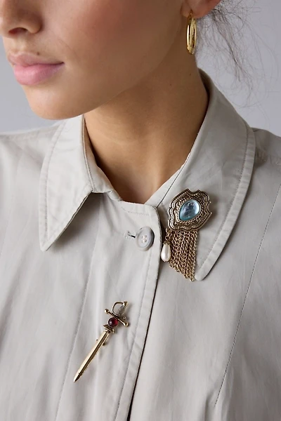 Pearl Charm Antiqued Fringe Pin