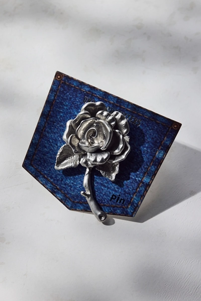 Sculpted Metal Rose Pin