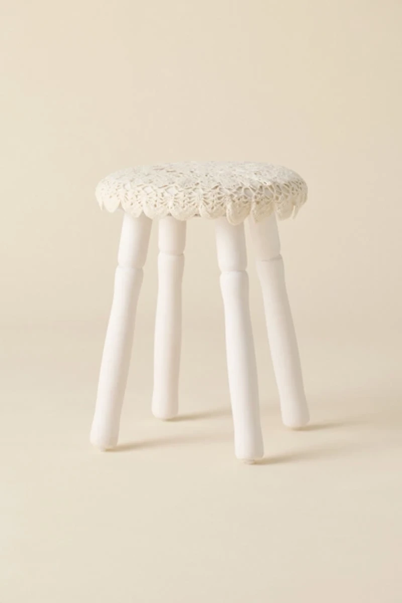 Doily Crochet Cushioned Stool
