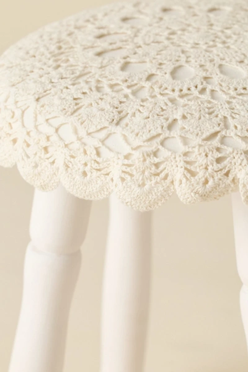 Doily Crochet Cushioned Stool