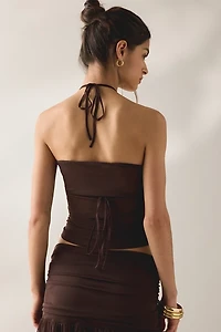 SAEMDI Elva Semi-Sheer Mesh Halter Neck Top