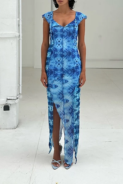 SAEMDI Livia Mesh Asymmetric Hanky Hem Maxi Dress