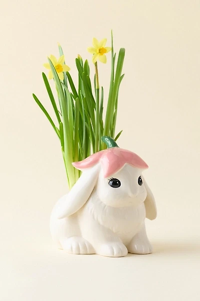 Flower Bunny Sculptural Ceramic Planter
