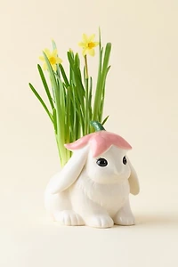 Flower Bunny Sculptural Ceramic Planter
