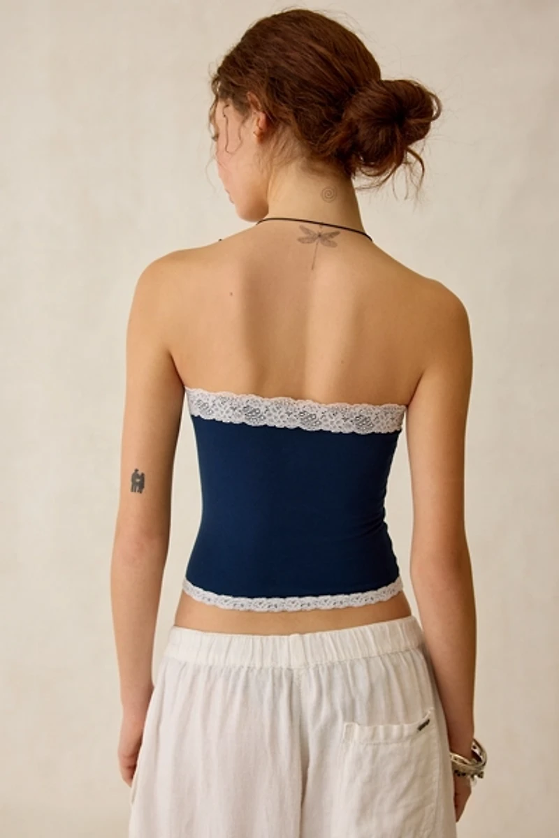 Out From Under Cotton Compression Lace Trim Tube Top