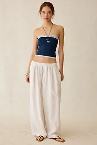 Out From Under Cotton Compression Lace Trim Tube Top