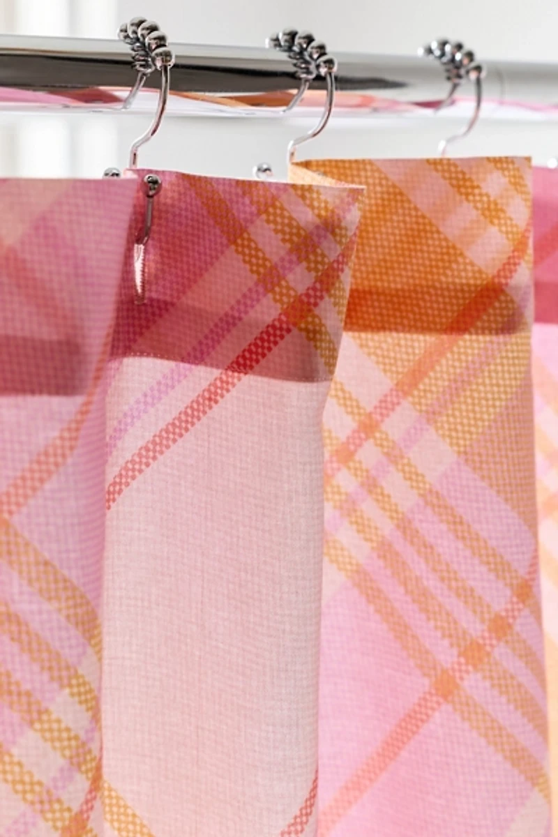 Bias Plaid Patterned Shower Curtain