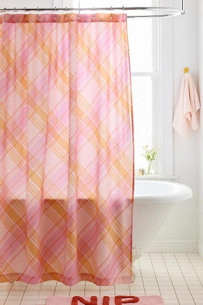 Bias Plaid Patterned Shower Curtain