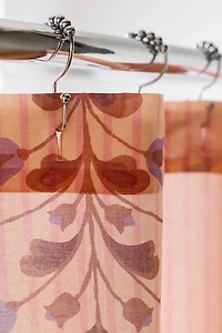 Arielle Floral Woodblock Patterned Shower Curtain
